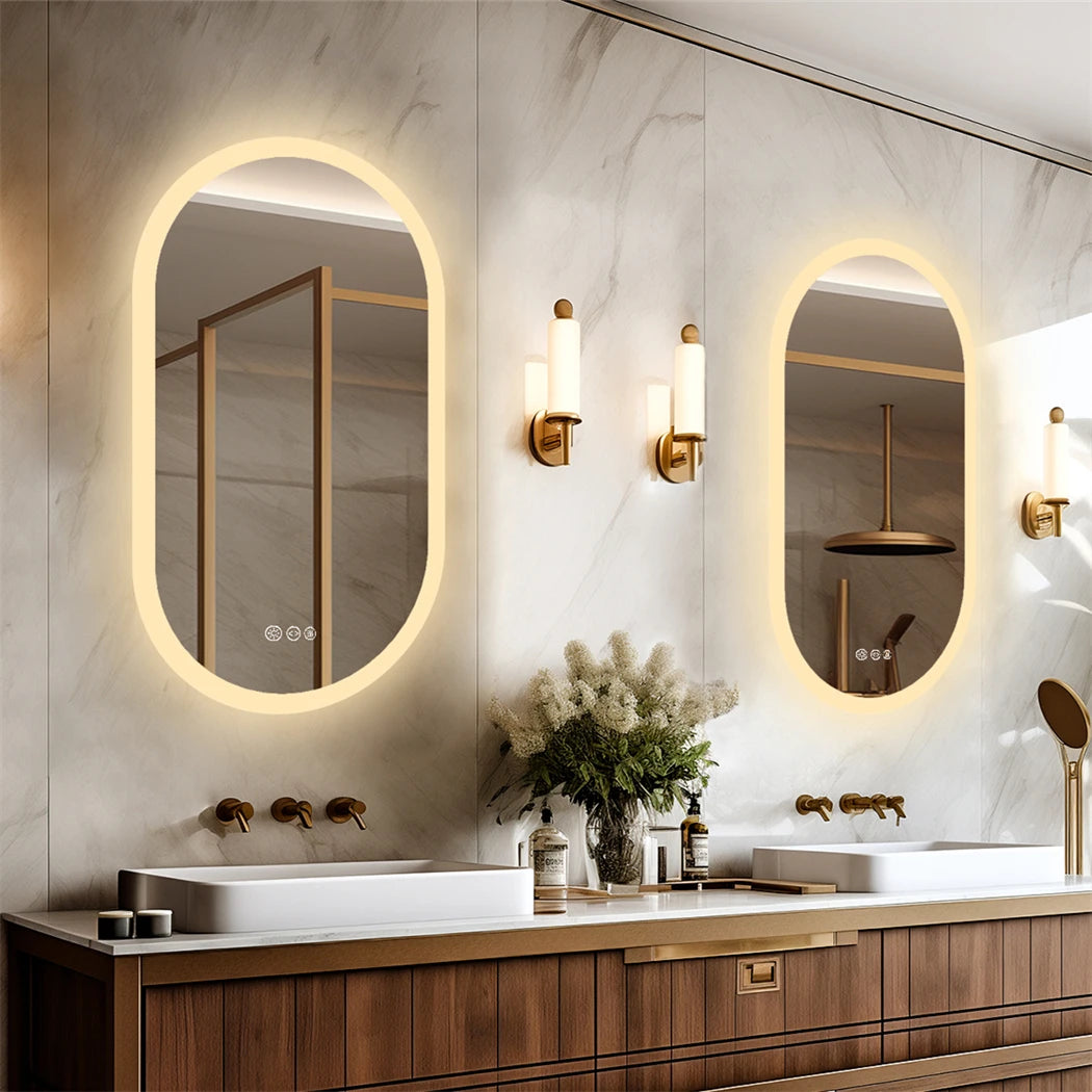Miroir de salle de bain ovale LED 80 x 50 cm — anti-buée, haute fidélité (vue 5) - Nesty
