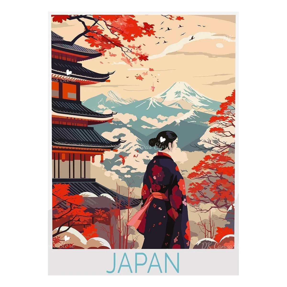 Toile murale illustrée Nesty - Scène japonaise vintage (vue 11)