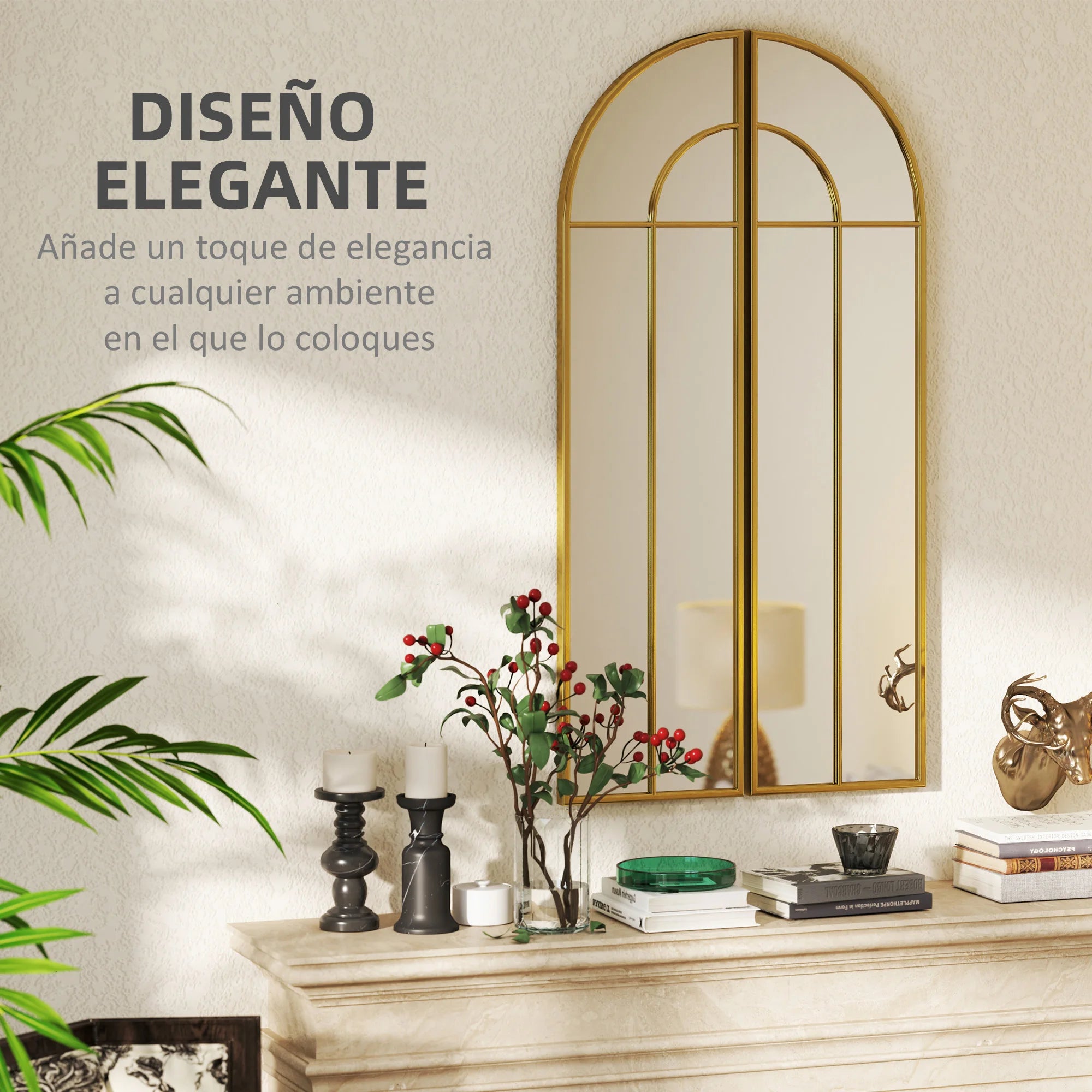 Duo de miroirs cintrés dorés — grand format - Nesty (vue 4)