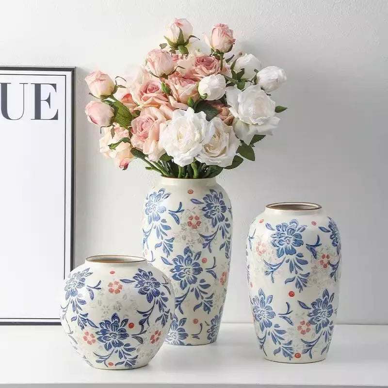 Vase céramique bleu et blanc, style rétro chinoiseries (vue 6) - Nesty