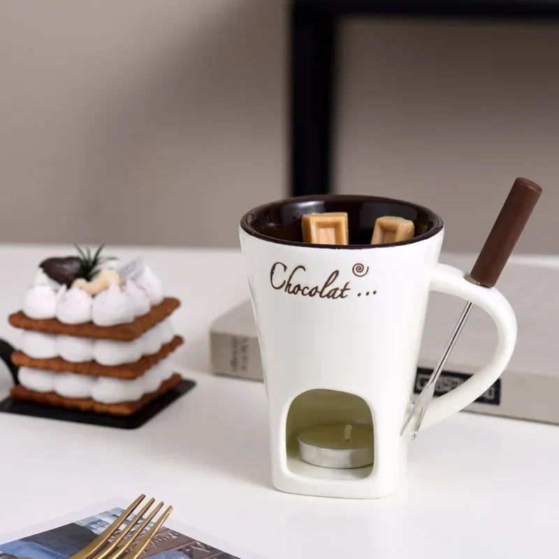 Mug à fondue en céramique — avec fourchette (vue 6) - Nesty