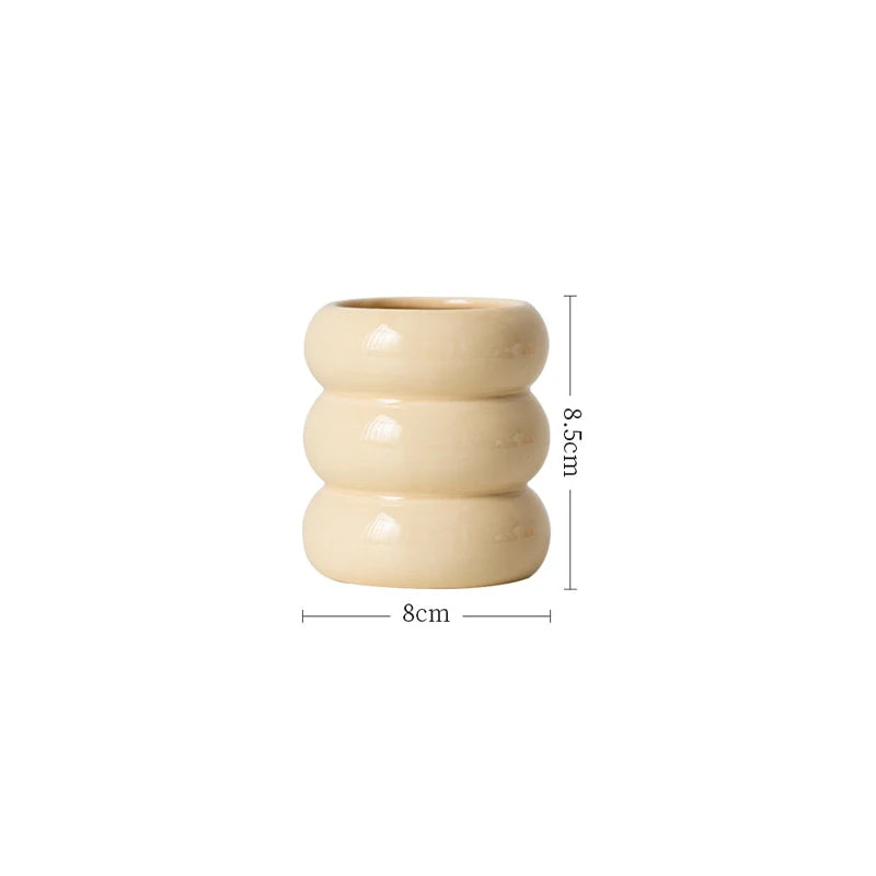 Bougeoir cylindrique en céramique blanche, style nordique (vue 6) - Nesty