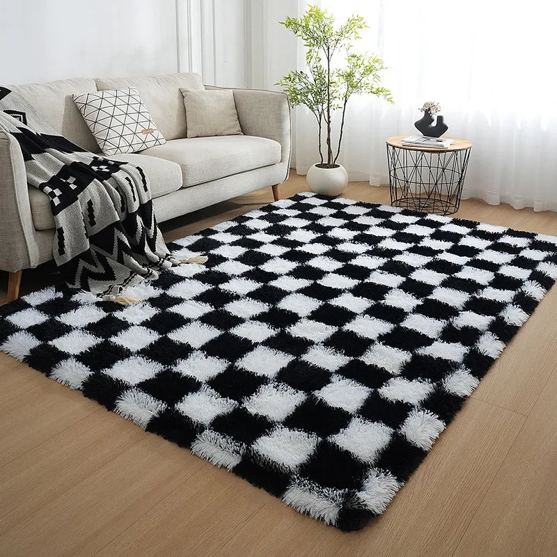 Tapis à damier moelleux pour salon Nesty (vue 12)