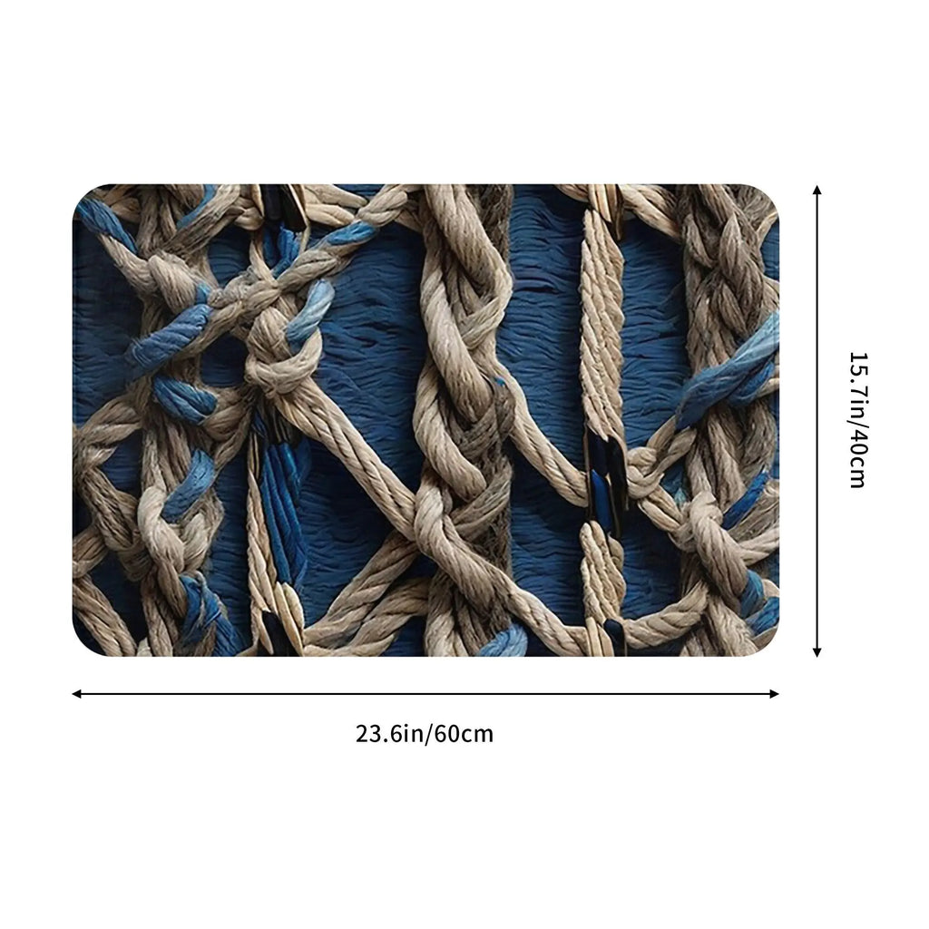 Paillasson antidérapant imitation noeuds marins en corde, style bord de mer - Nesty (vue 3)