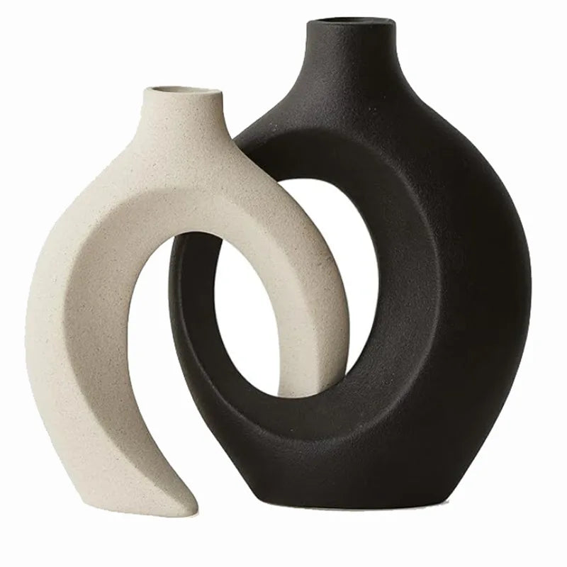 Duo de vases céramique donut noir et blanc - Nesty (vue 13)