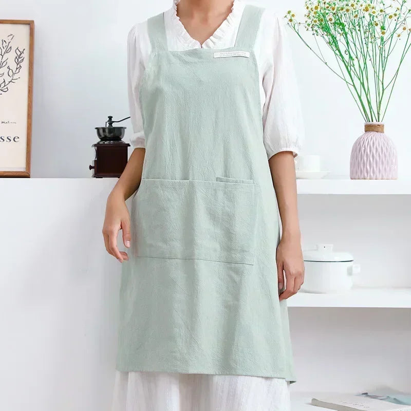 Tablier en lin uni, style japonais et coréen épuré (vue 5) - Nesty