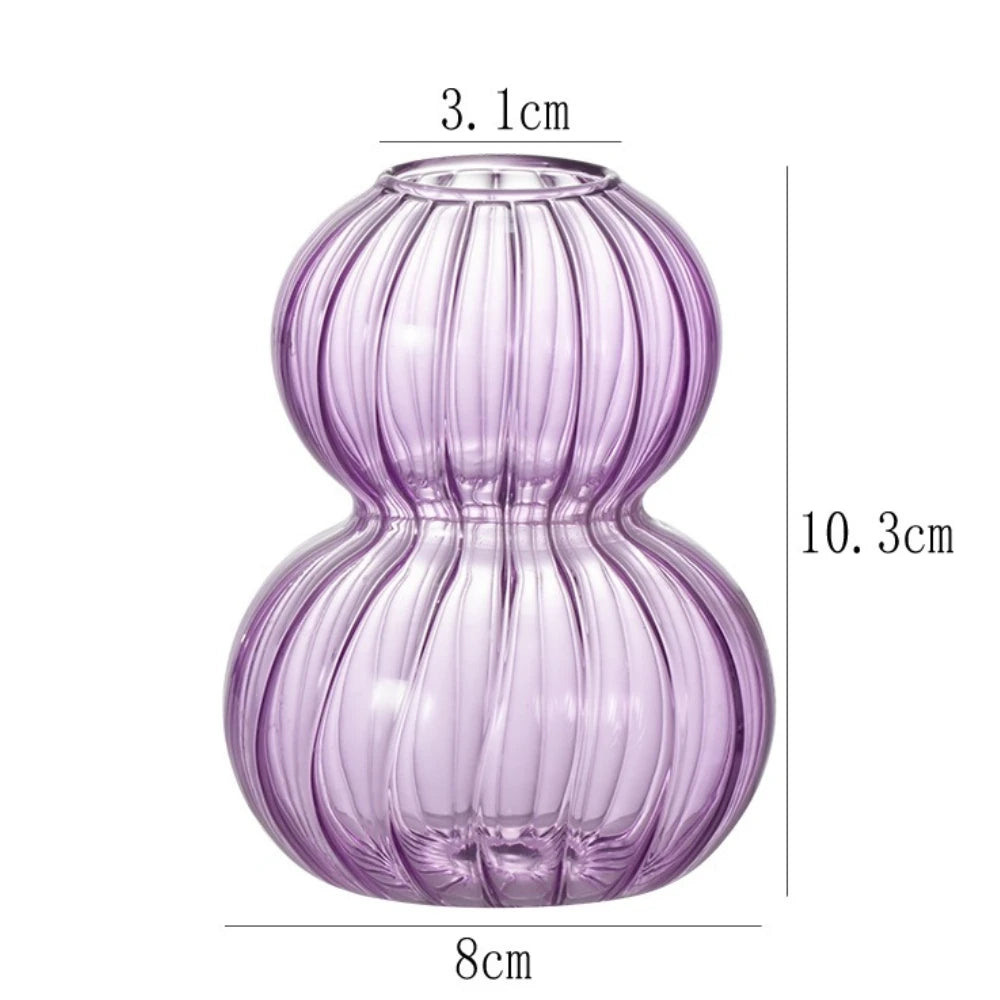 Vase en verre forme calebasse, rayures verticales (vue 8) - Nesty