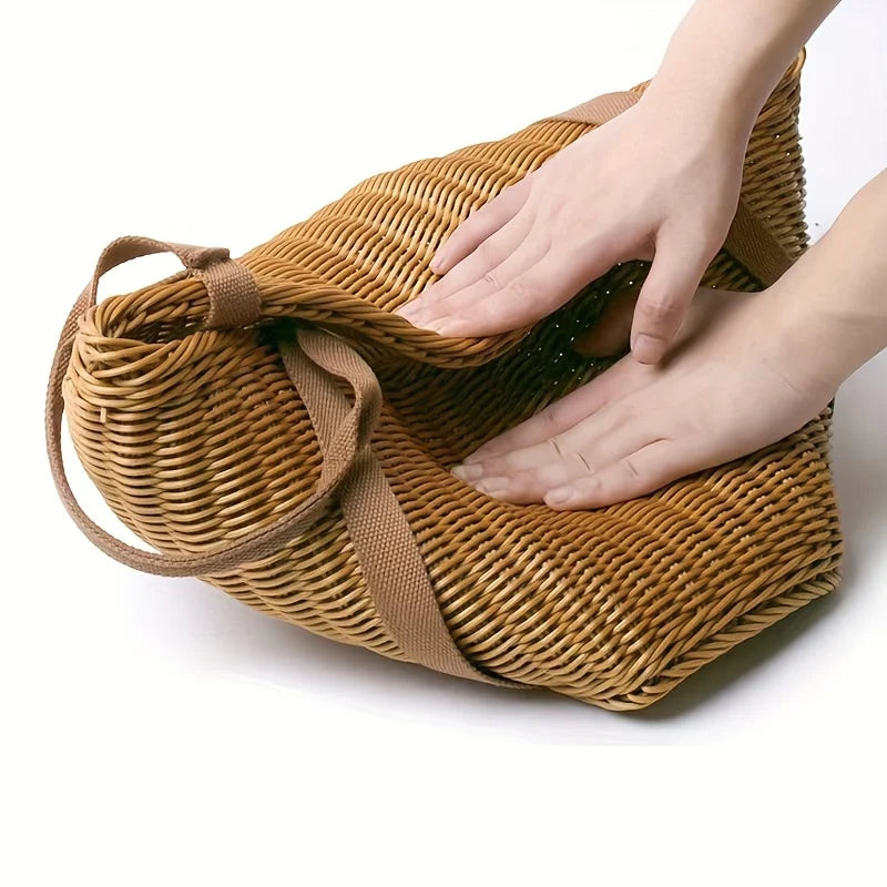 Grand panier de rangement tressé main avec couvercle, pour courses - Nesty (vue 5)