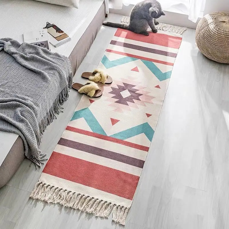 Tapis en coton et lin tissé main — motif berbère - Nesty (vue 13)