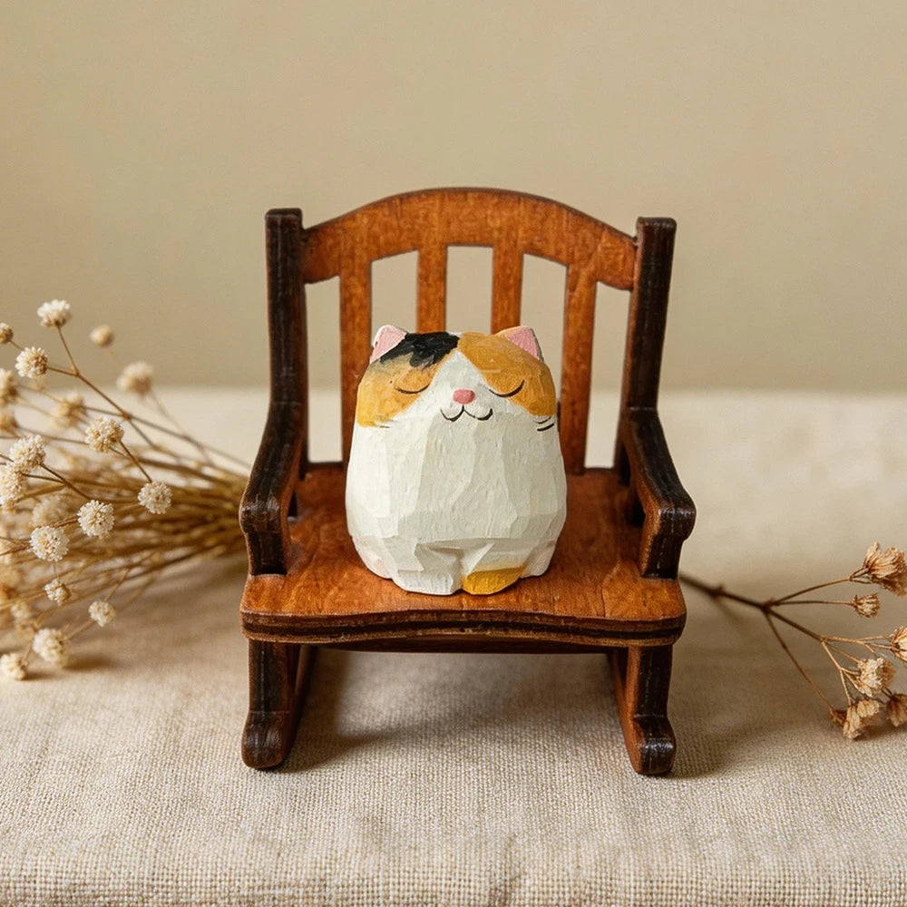 Figurine animal sur chaise à bascule — bois sculpté - Nesty (vue 19)