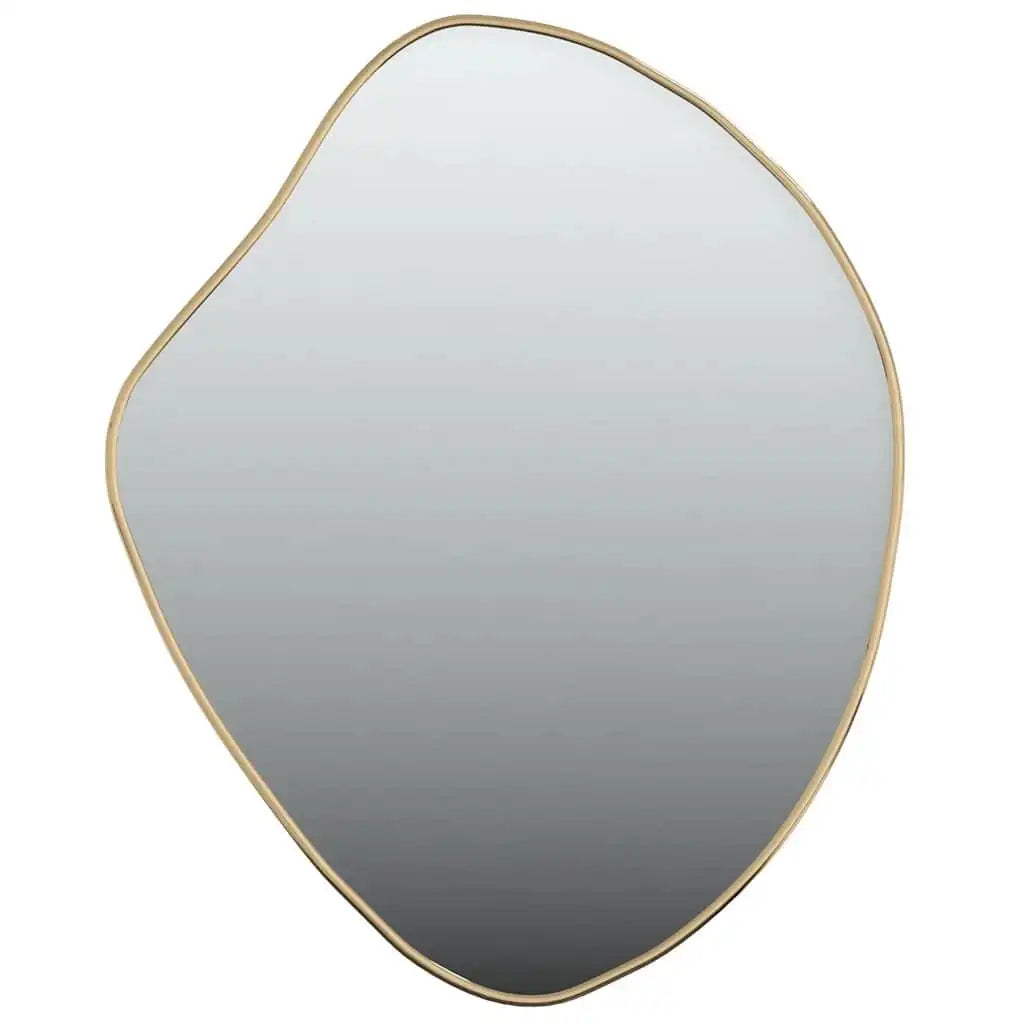 Miroir mural doré Nesty - Vue de face sur fond blanc, forme organique irrégulière