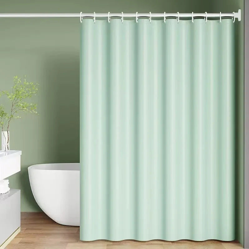 Rideau de douche opaque en PEVA — anneaux métalliques et toucher soyeux (vue 13) - Nesty