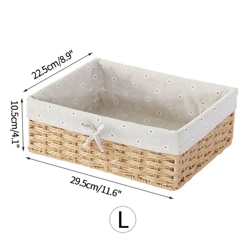 Panier de rangement tressé rectangulaire en lin avec couvercle - Nesty (vue 10)