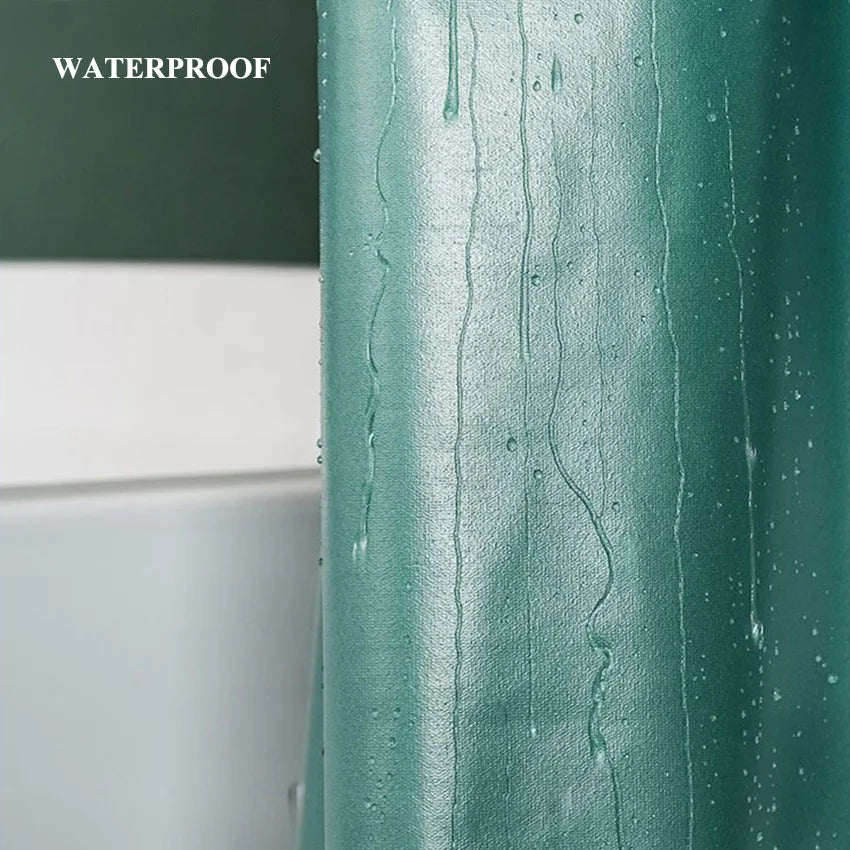 Rideau de douche en velours avec anneaux dorés, double épaisseur imperméable - Nesty (vue 5)