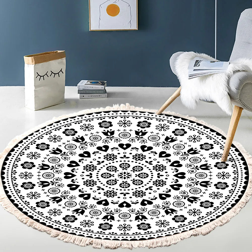 Tapis rond bohème à franges — tissé main (vue 9) - Nesty