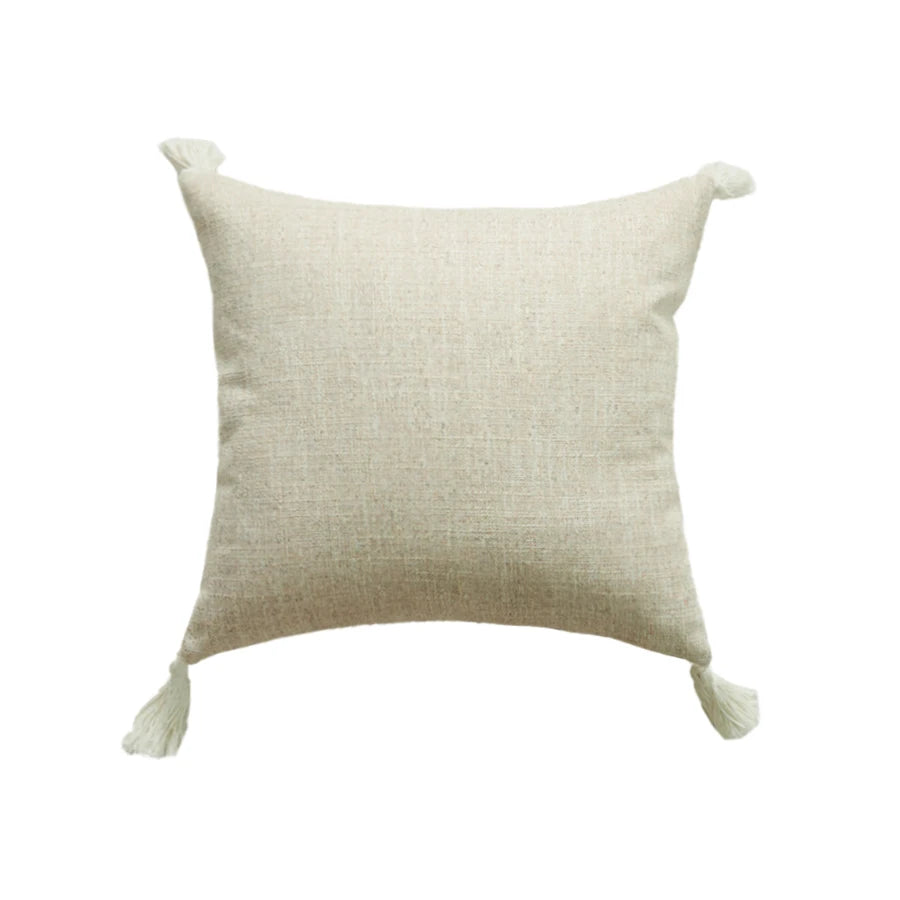 Housse de coussin en lin avec pompons Nesty - Toutes saisons (vue 7)