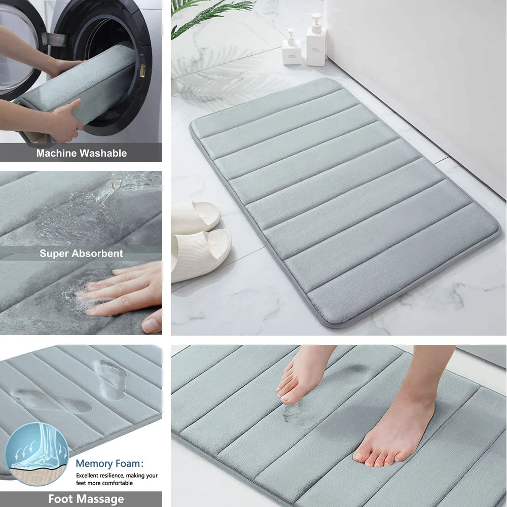 Tapis de bain en mousse à mémoire de forme — coton, très absorbant - Nesty (vue 2)