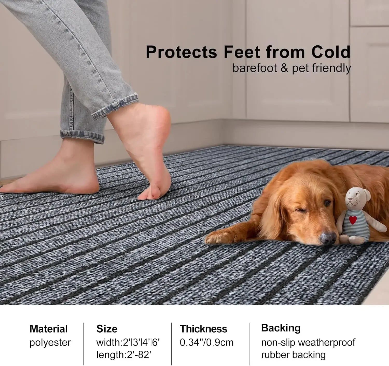 Tapis de cuisine antidérapant à rayures, coupe sur mesure - Nesty (vue 6)