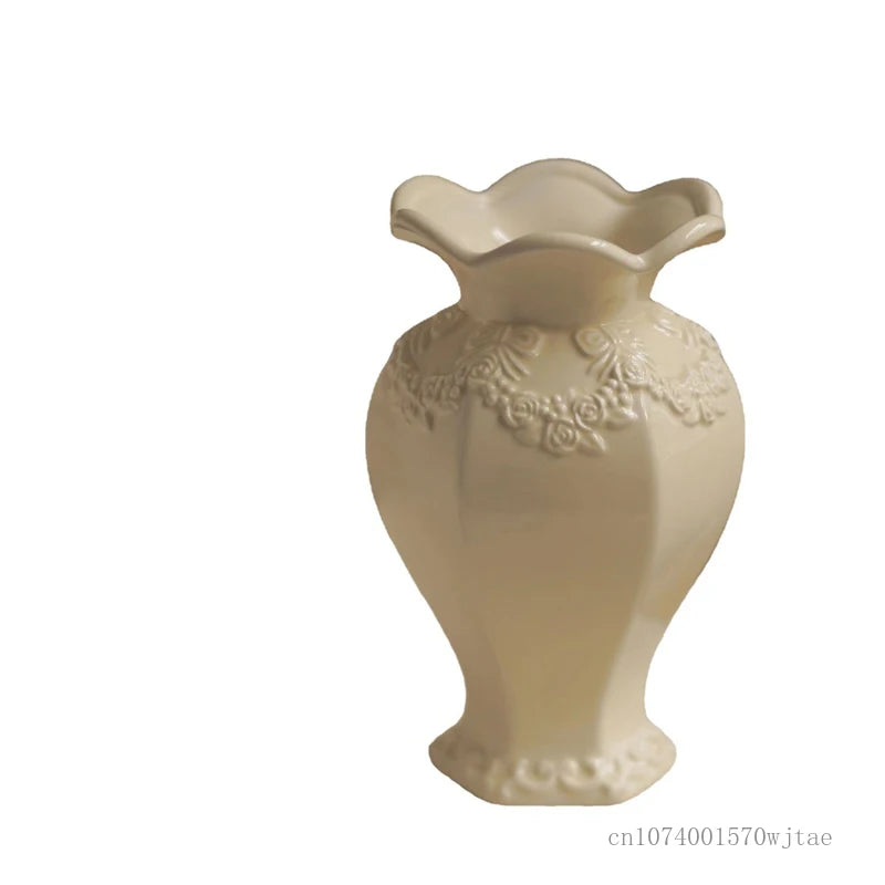 Vase en céramique hexagonal jaune, col ondulé - Nesty (vue 5)