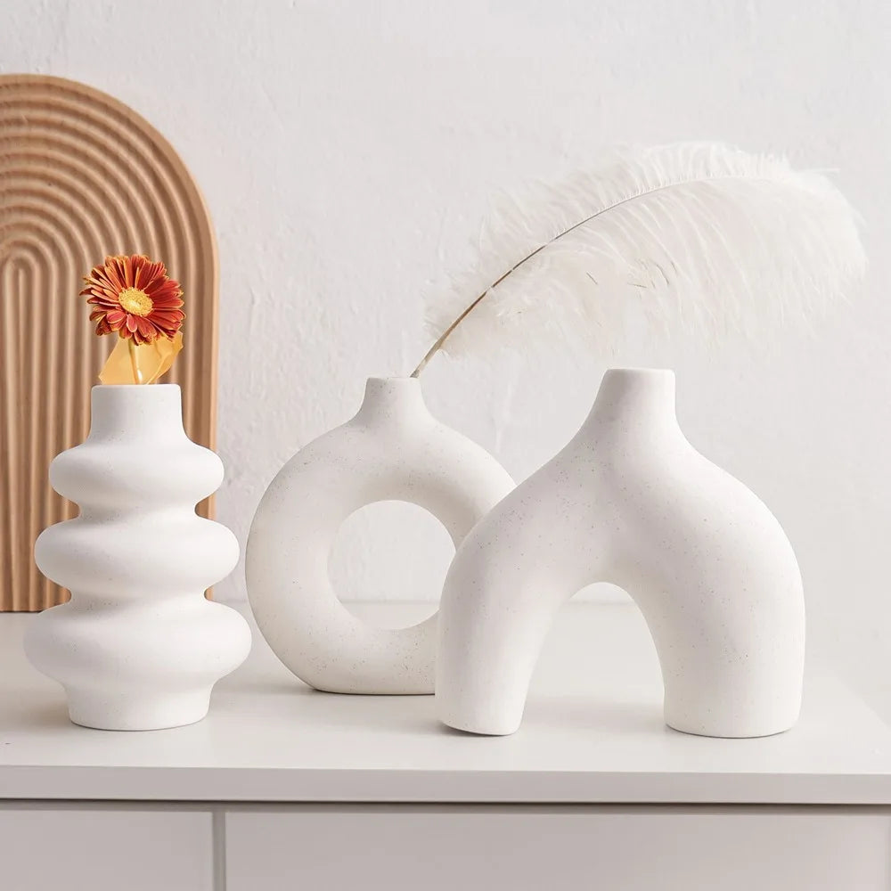 Trio de vases en céramique nordique et bohème - Nesty (vue 3)
