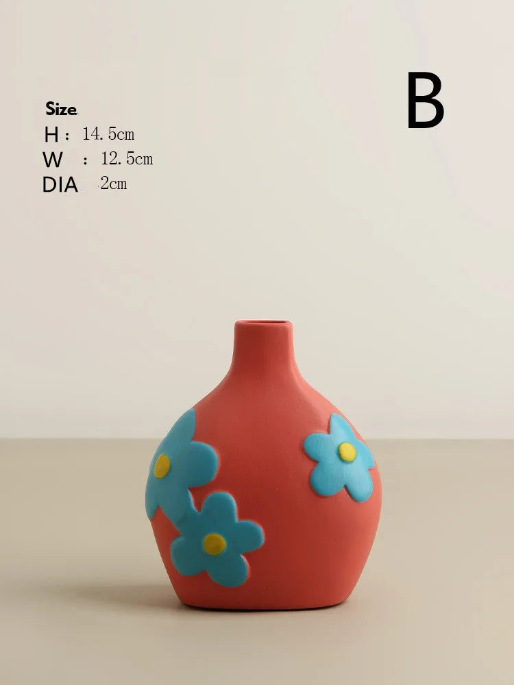 Vase céramique émaillé teintes Morandi, style nordique (vue 6) - Nesty