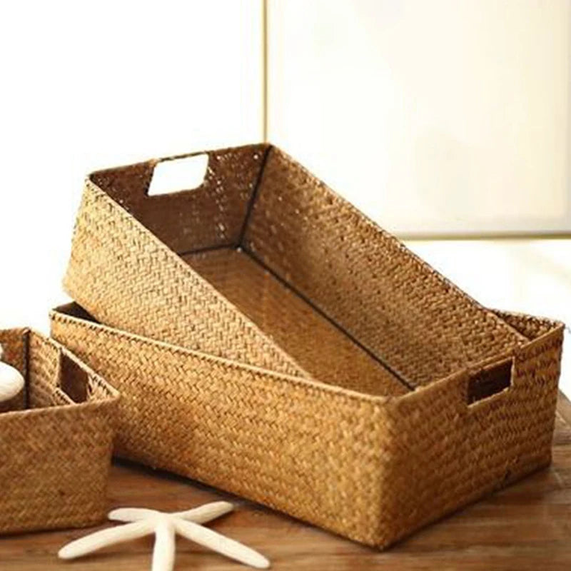 Grand panier tressé en jonc de mer naturel pour cuisine - Nesty (vue 2)