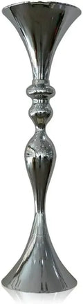 Grand vase sol en métal argenté — 74 cm (vue 7) - Nesty
