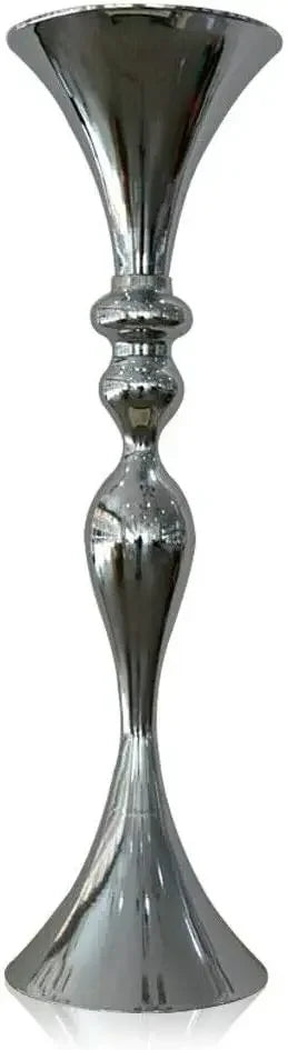 Grand vase sol en métal argenté — 74 cm (vue 7) - Nesty