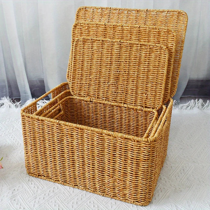 Panier de rangement tressé avec couvercle - Nesty (vue 3)