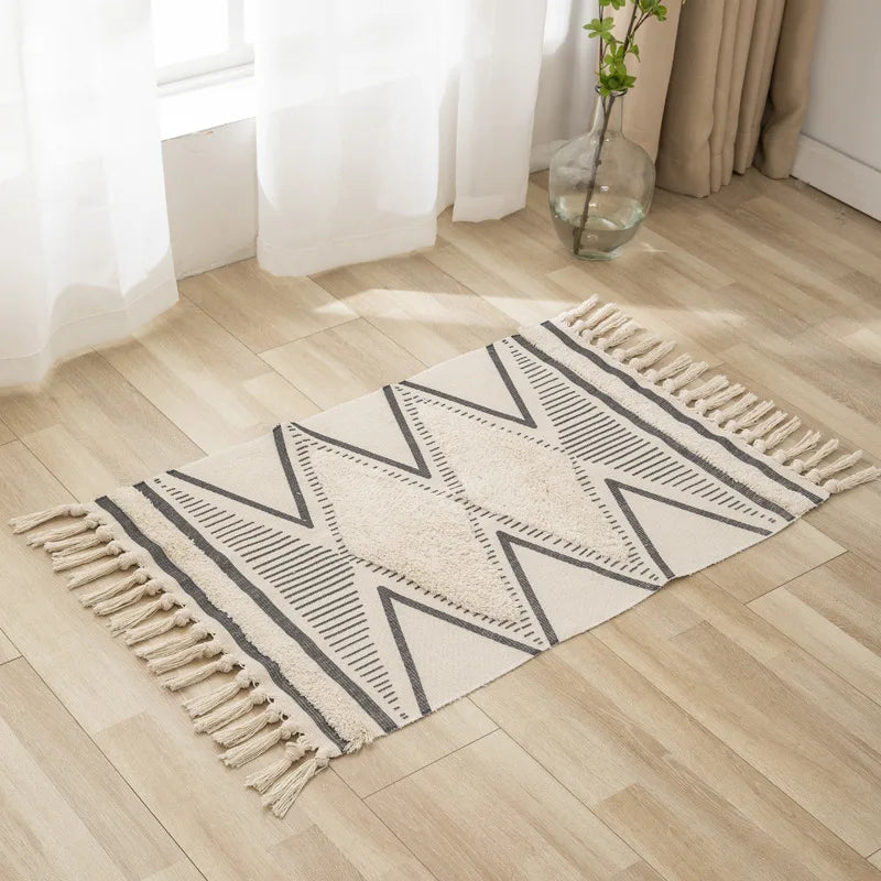 Tapis tissé main à franges — esprit bohème - Nesty (vue 17)
