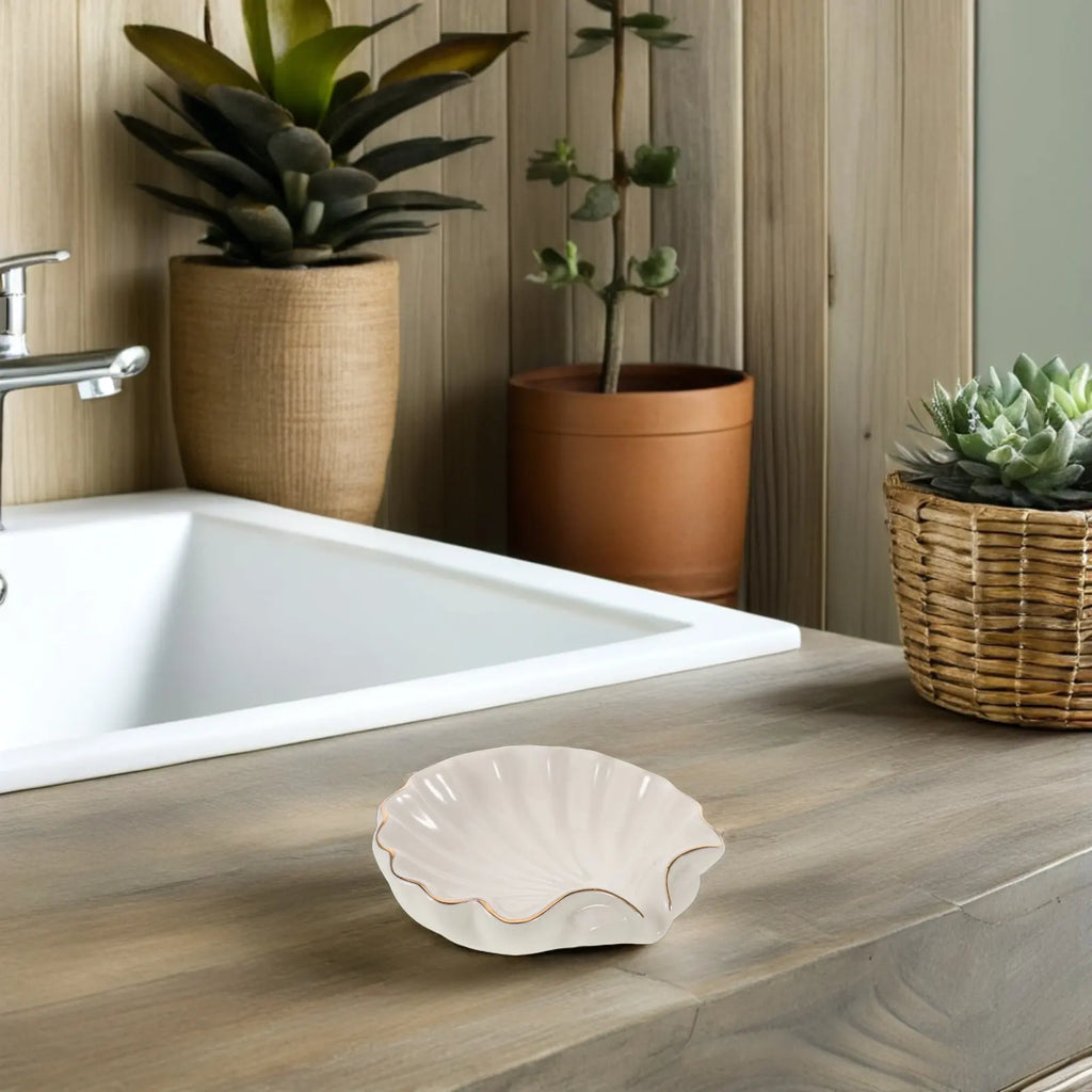 Porte-savon en céramique forme coquillage, plateau à bijoux (vue 5) - Nesty