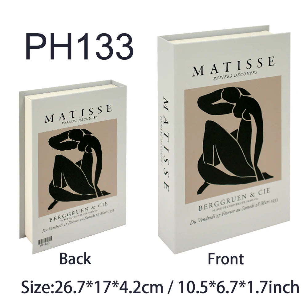 Faux livre décoratif boîte de rangement style nordique, couverture Matisse Papiers Découpés, nu noir sur fond beige (vue 25) - Nesty