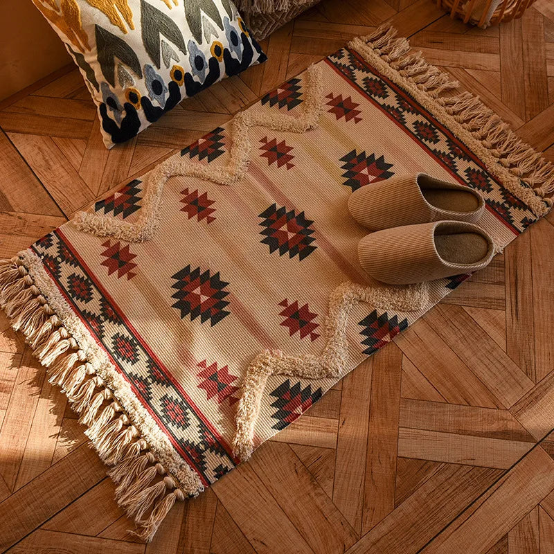 Tapis tissé main à franges — esprit bohème - Nesty (vue 33)