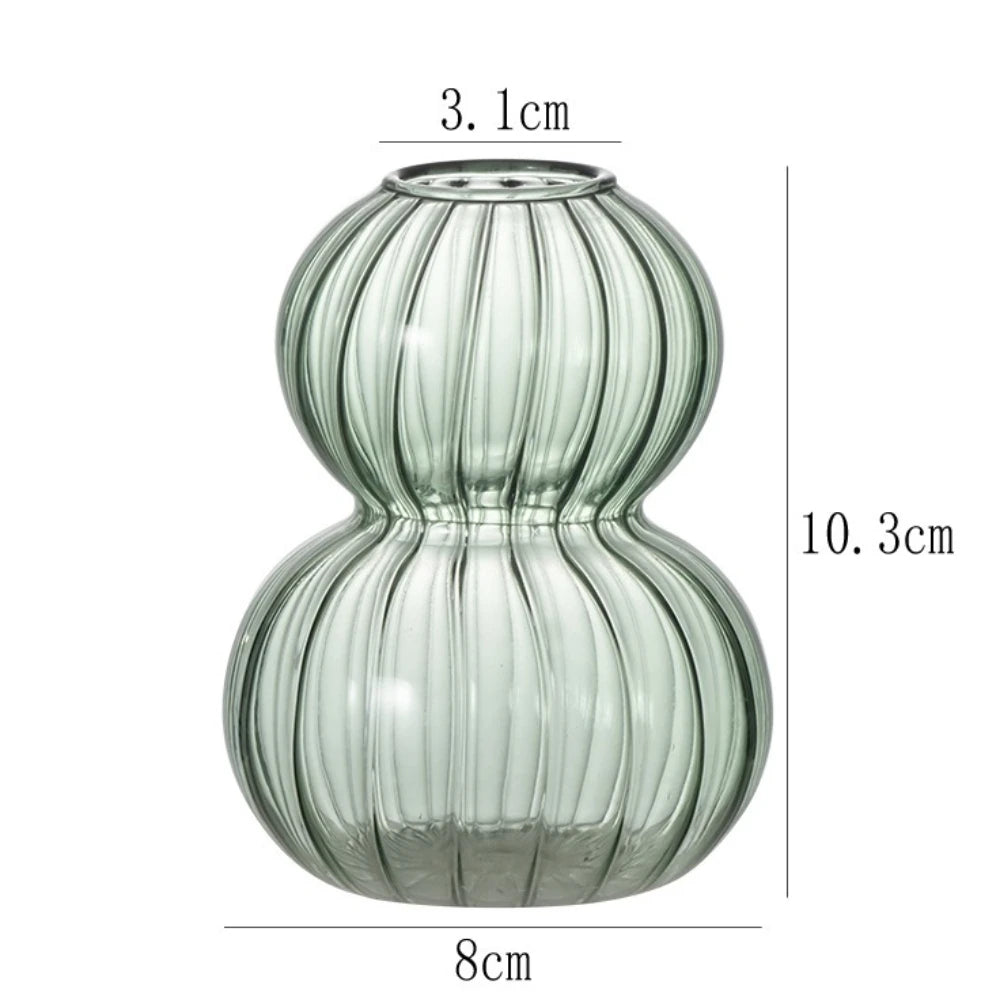 Vase en verre forme calebasse, rayures verticales (vue 9) - Nesty