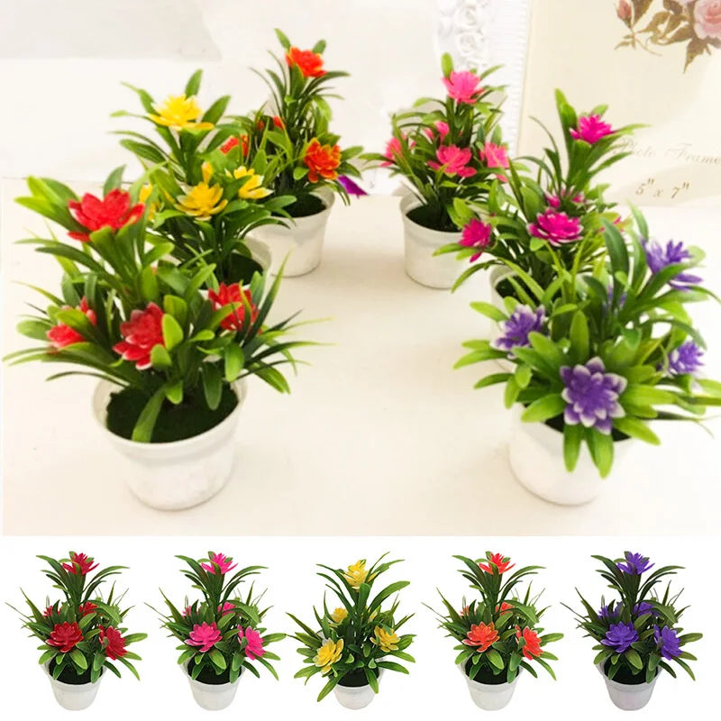 Pot de fleurs artificielles lotus Nesty - Plante déco pour bureau (vue 5)