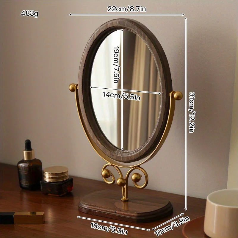 Miroir à poser ovale en bois, pivotant (vue 7) - Nesty