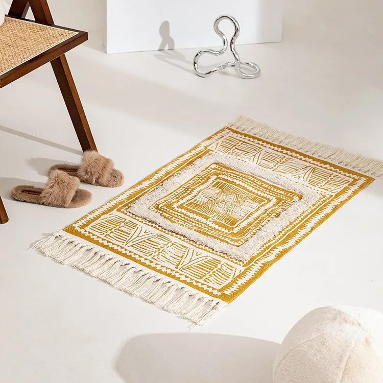 Tapis noué main à franges — motif géométrique (vue 8) - Nesty