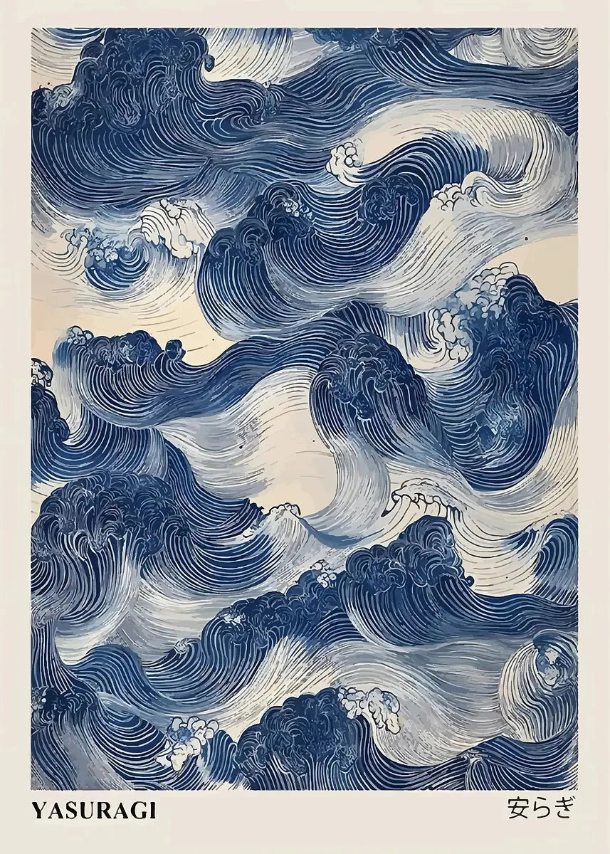Toile imprimée vagues abstraites Nesty - Art mural japandi (vue 15)