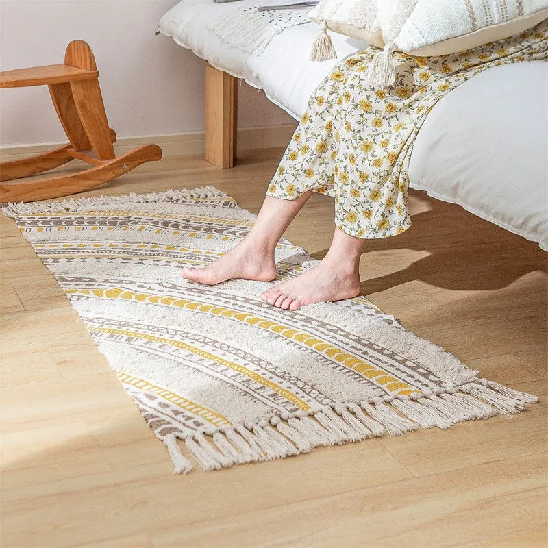 Tapis noué main à franges — motif géométrique - Nesty (vue 17)