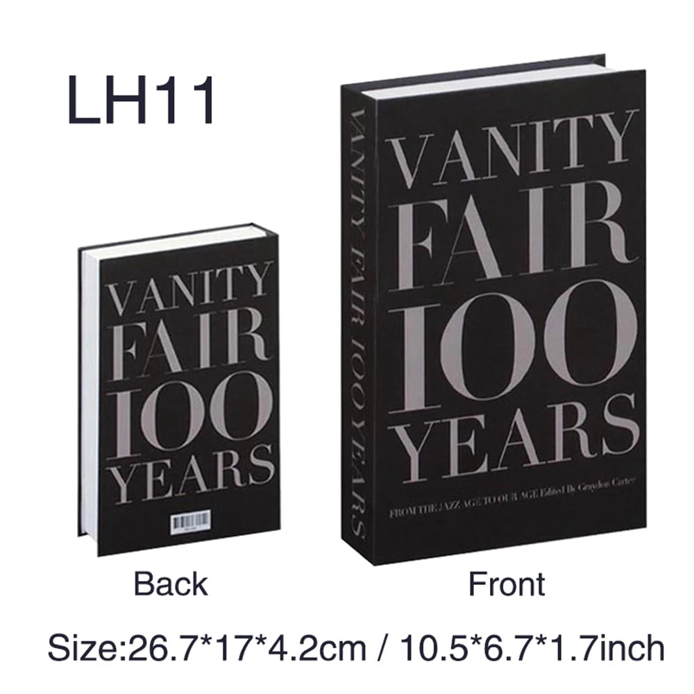 Faux livre décoratif boîte de rangement style nordique, couverture Vanity Fair 100 Years, noir et lettrage argenté (vue 31) - Nesty
