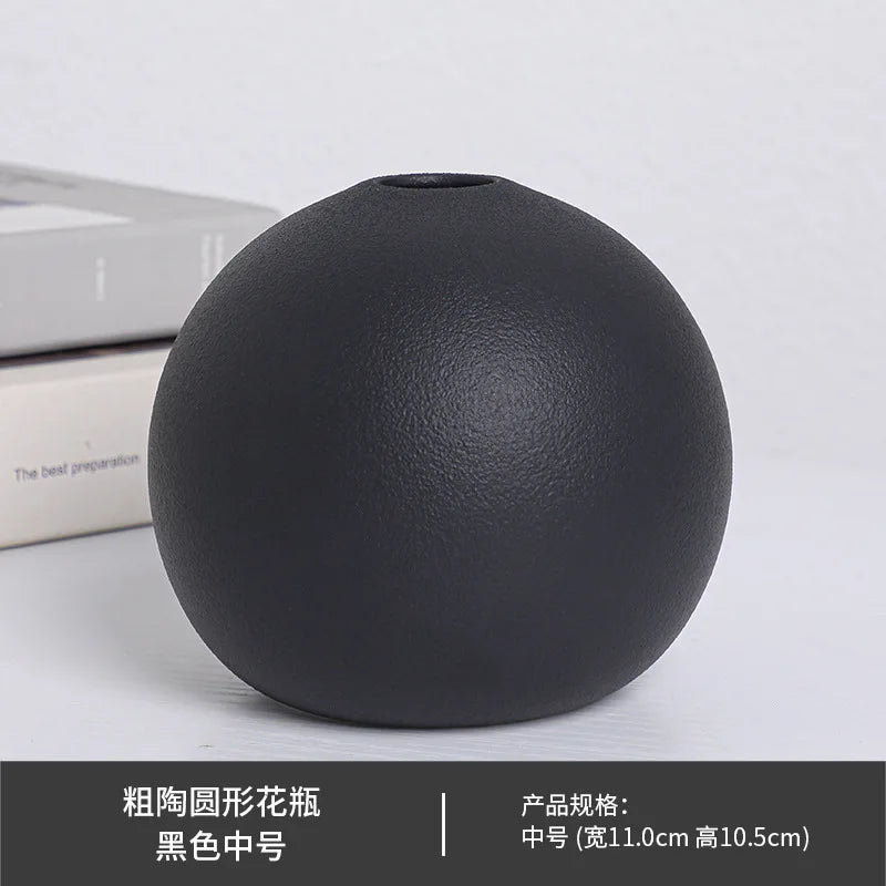 Vase céramique boule bicolore noir et blanc (vue 12) - Nesty