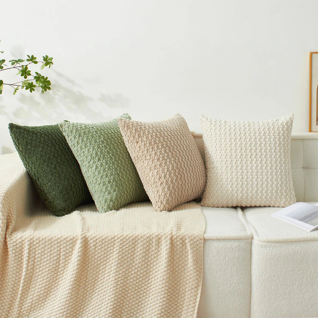 Housse de coussin réversible en velours côtelé Nesty - Carré, ton neutre (vue 6)