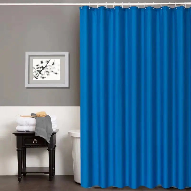 Rideau de douche noir en polyester imperméable, grand format avec crochets - Nesty (vue 16)