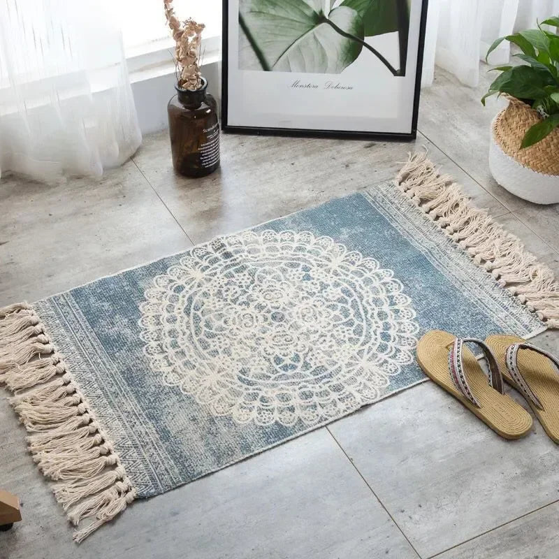 Tapis boho tissé main — franges et motif géométrique - Nesty (vue 13)