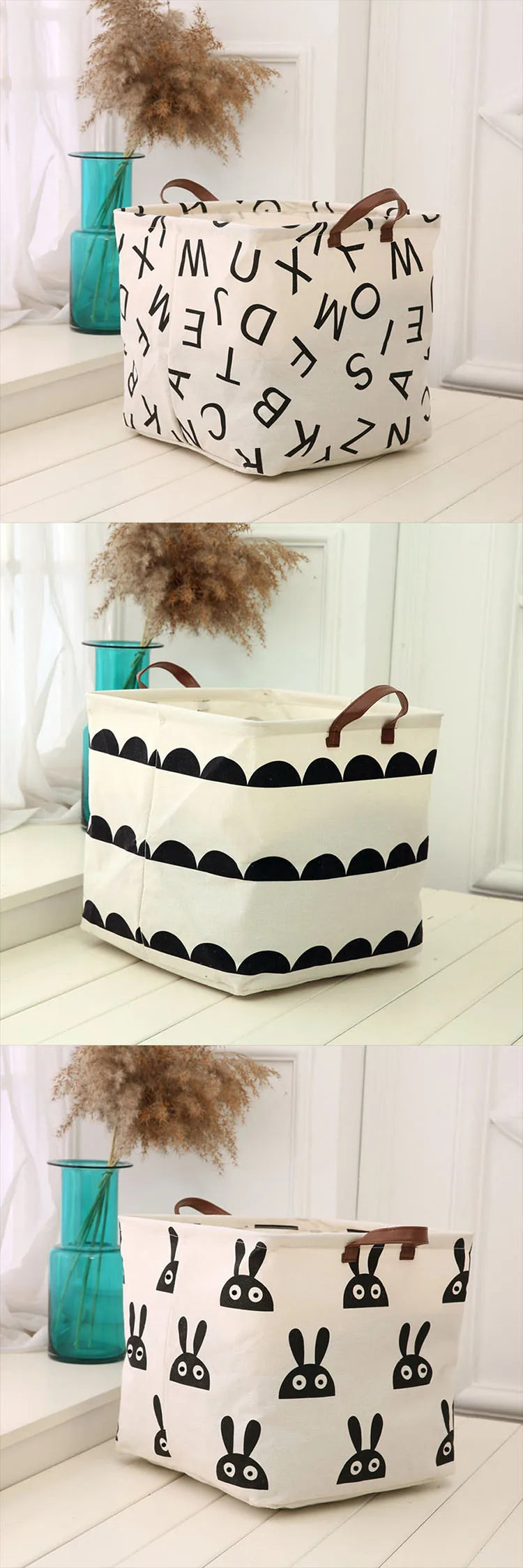 Panier de rangement pliable en lin, forme carrée (vue 13) - Nesty
