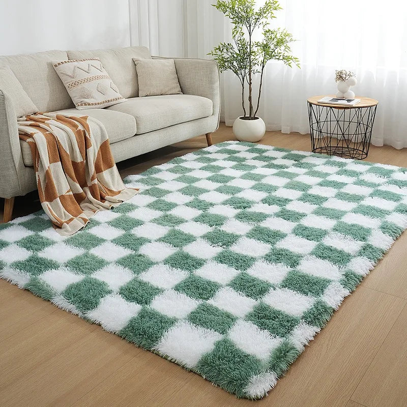 Tapis à damier moelleux pour salon (vue 8) - Nesty