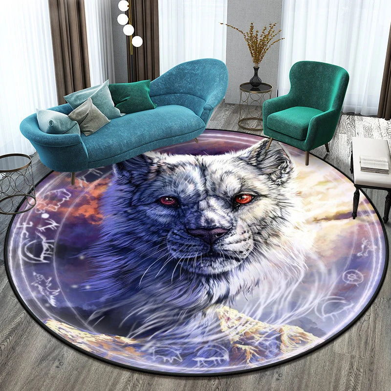 Tapis rond illustré tigre — pour chambre d'enfant - Nesty (vue 1)