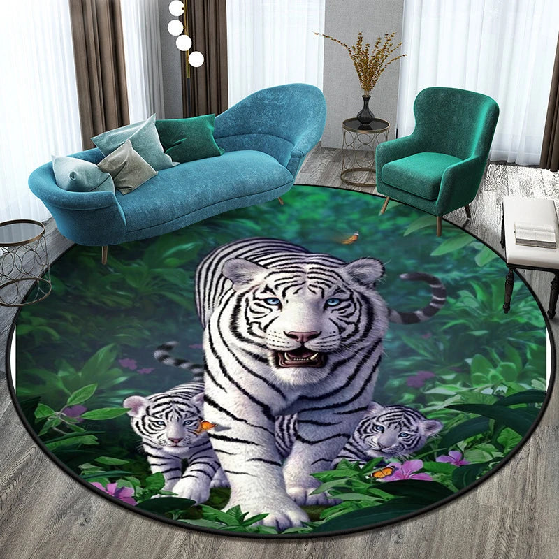 Tapis rond illustré tigre Nesty - Pour chambre d'enfant (vue 8)