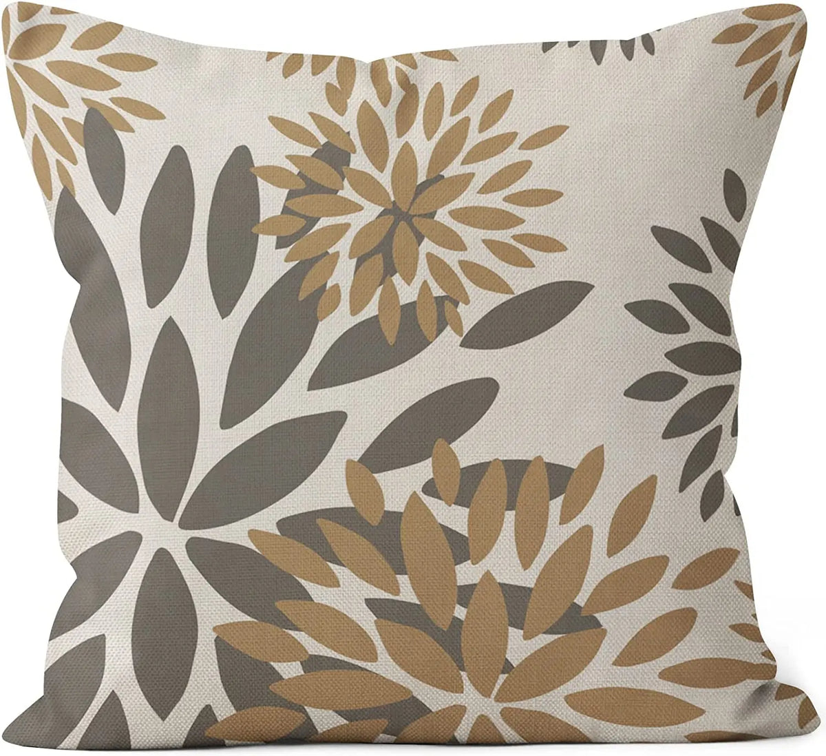 Housse de coussin en lin Nesty - Motif feuille géométrique brun clair, modèle 2 (vue 9)