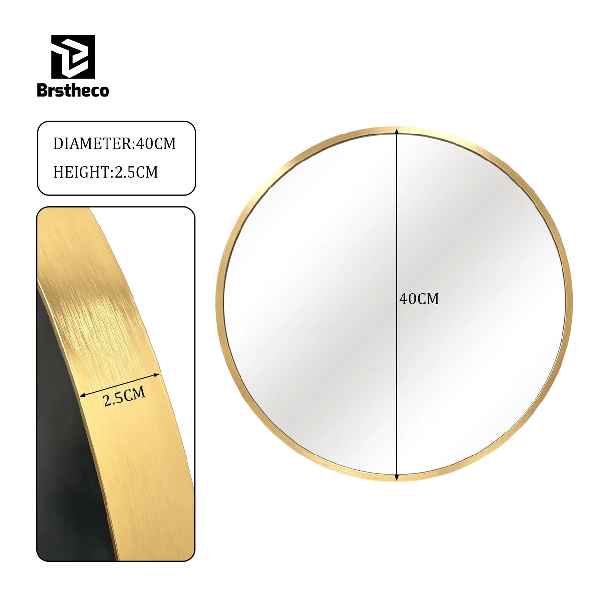 Miroir grand format Nesty - Cintré ou rond, cadre aluminium (vue 5)
